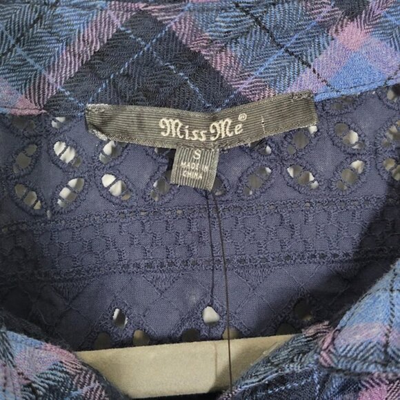 MISS ME  plaid washed button down shirt Sz S NEW - Picture 10 of 12